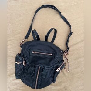Alexander Wang Marti Black Calfskin Backpack Rose Gold Hardware